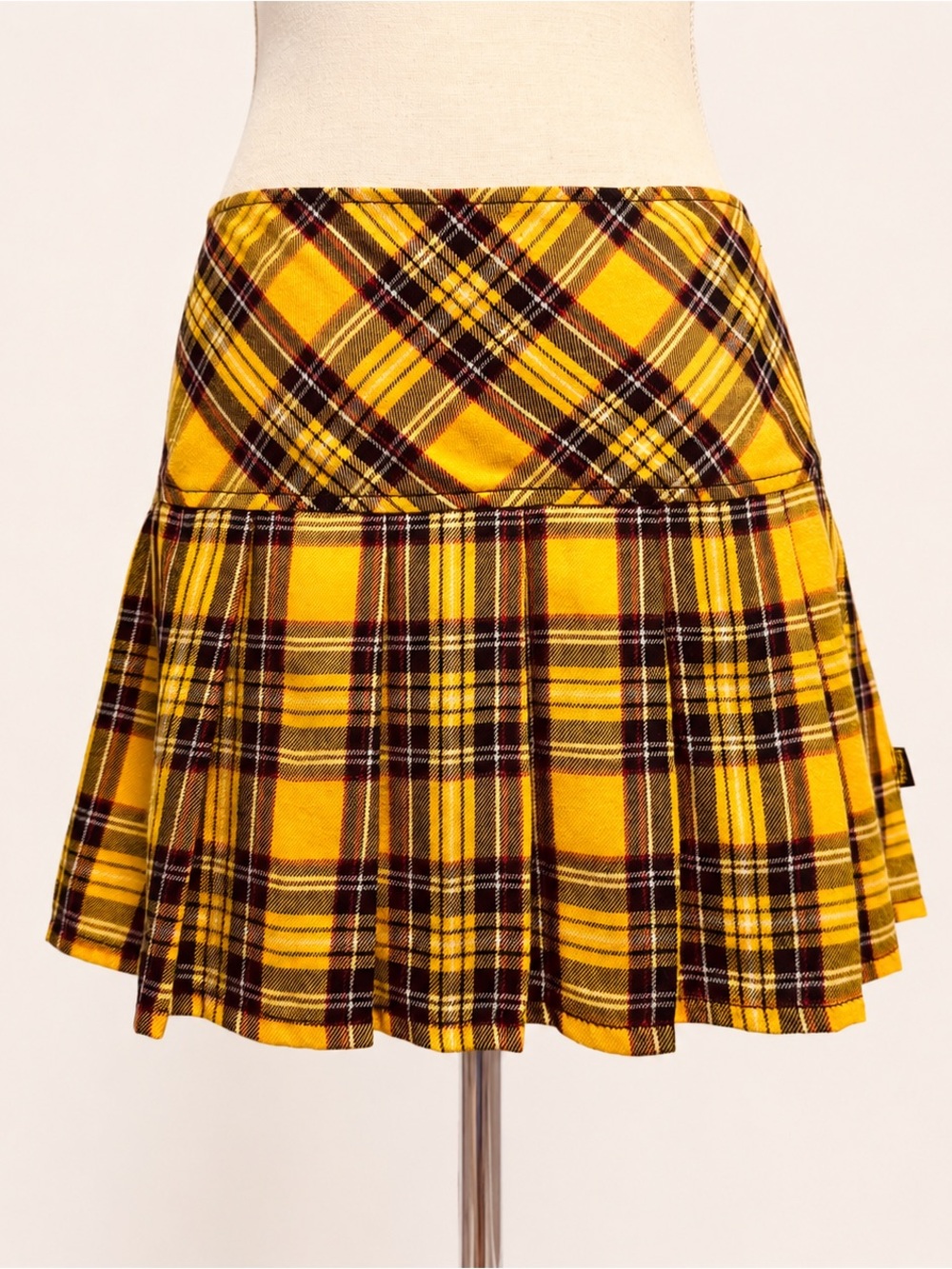 Tripp NYC Yellow Tartan Plaid Pleated Punk Mini Skirt M